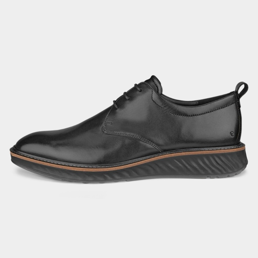 ECCO ST.1 Hybrid Men’s Black Leather Plain Toe Derby Dress Shoes Size 11.5